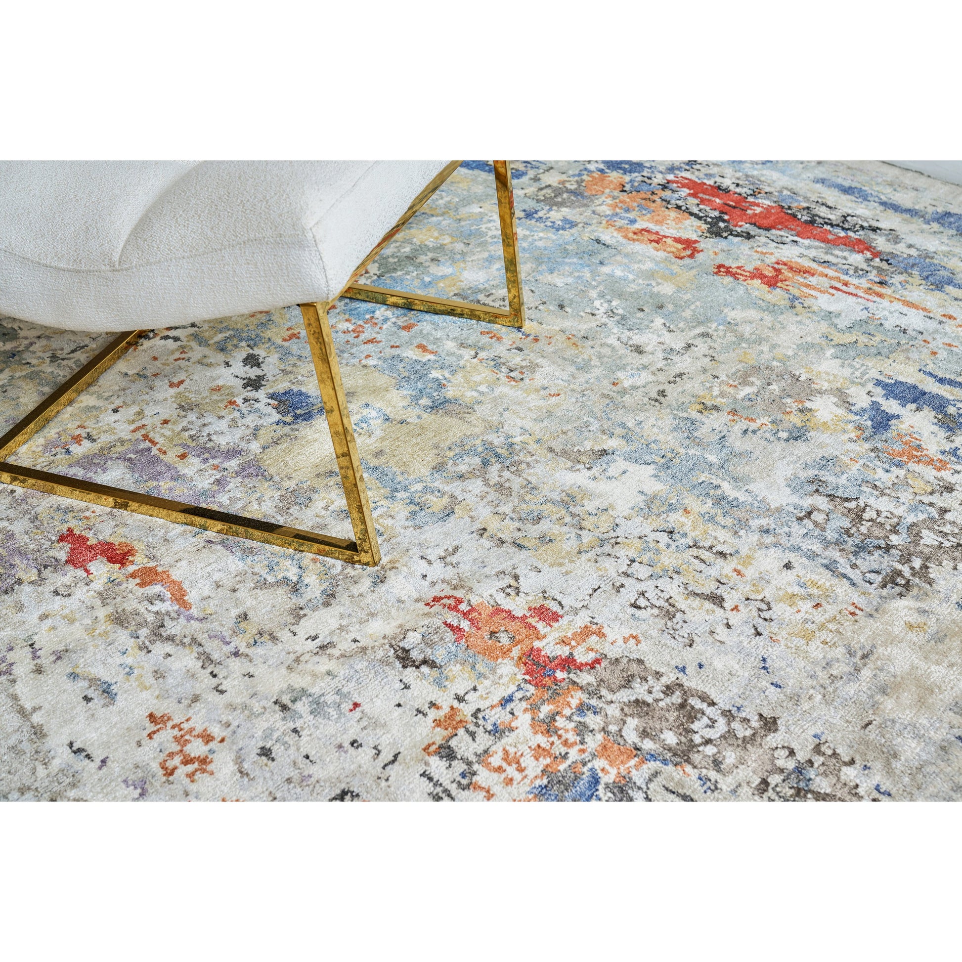 Laureno Rug by Exquisite Rugs in blue, gray. Made from bamboo silk in a unique style.