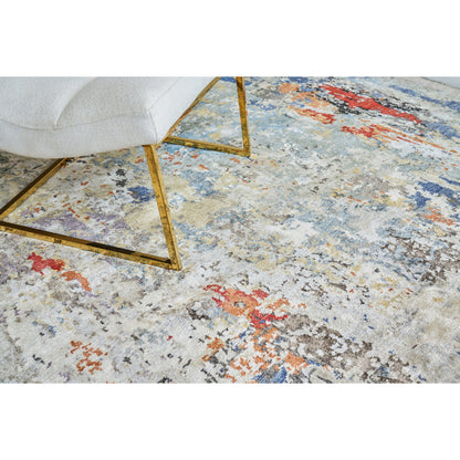 Laureno Rug by Exquisite Rugs in blue, gray. Made from bamboo silk in a unique style.
