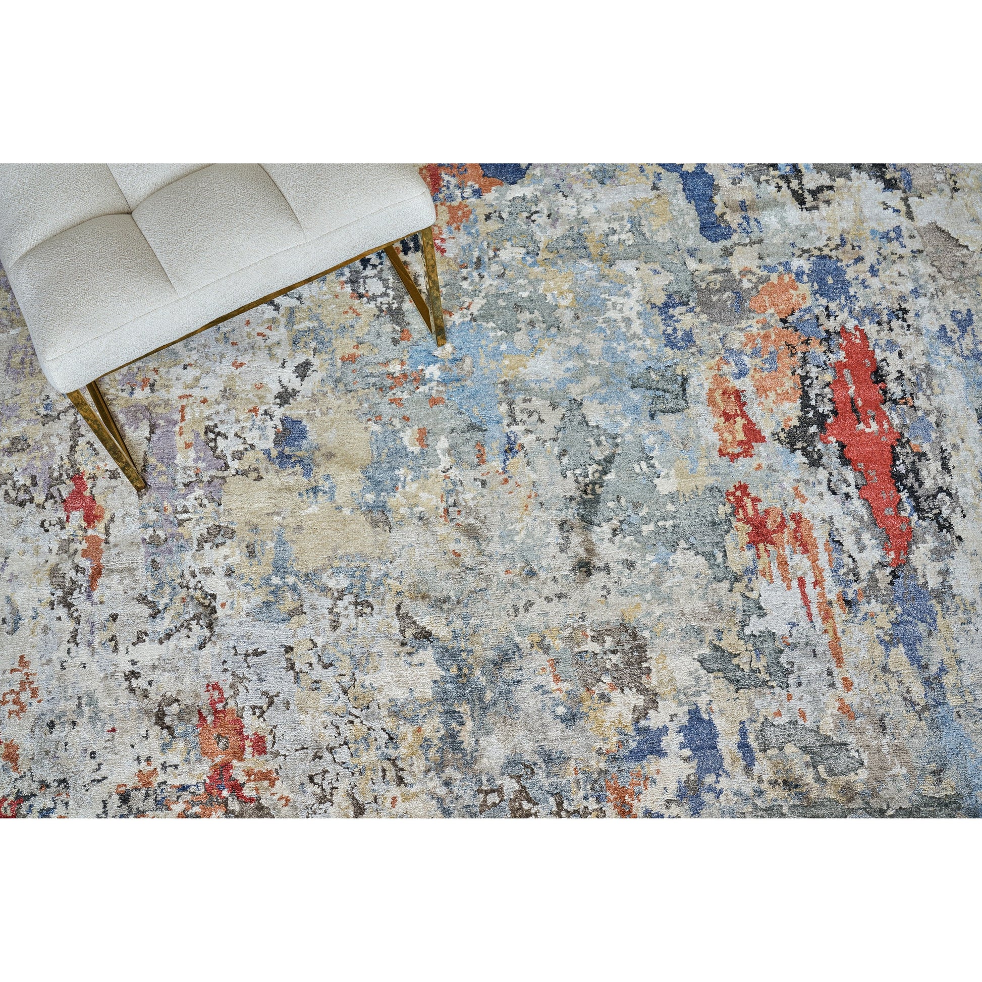 Laureno Rug by Exquisite Rugs in blue, gray. Made from bamboo silk in a unique style.