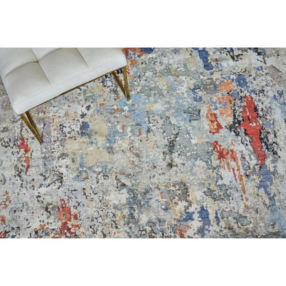Laureno Rug by Exquisite Rugs in blue, gray. Made from bamboo silk in a unique style.