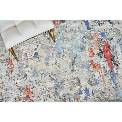 Laureno Rug by Exquisite Rugs in blue, gray. Made from bamboo silk in a unique style.