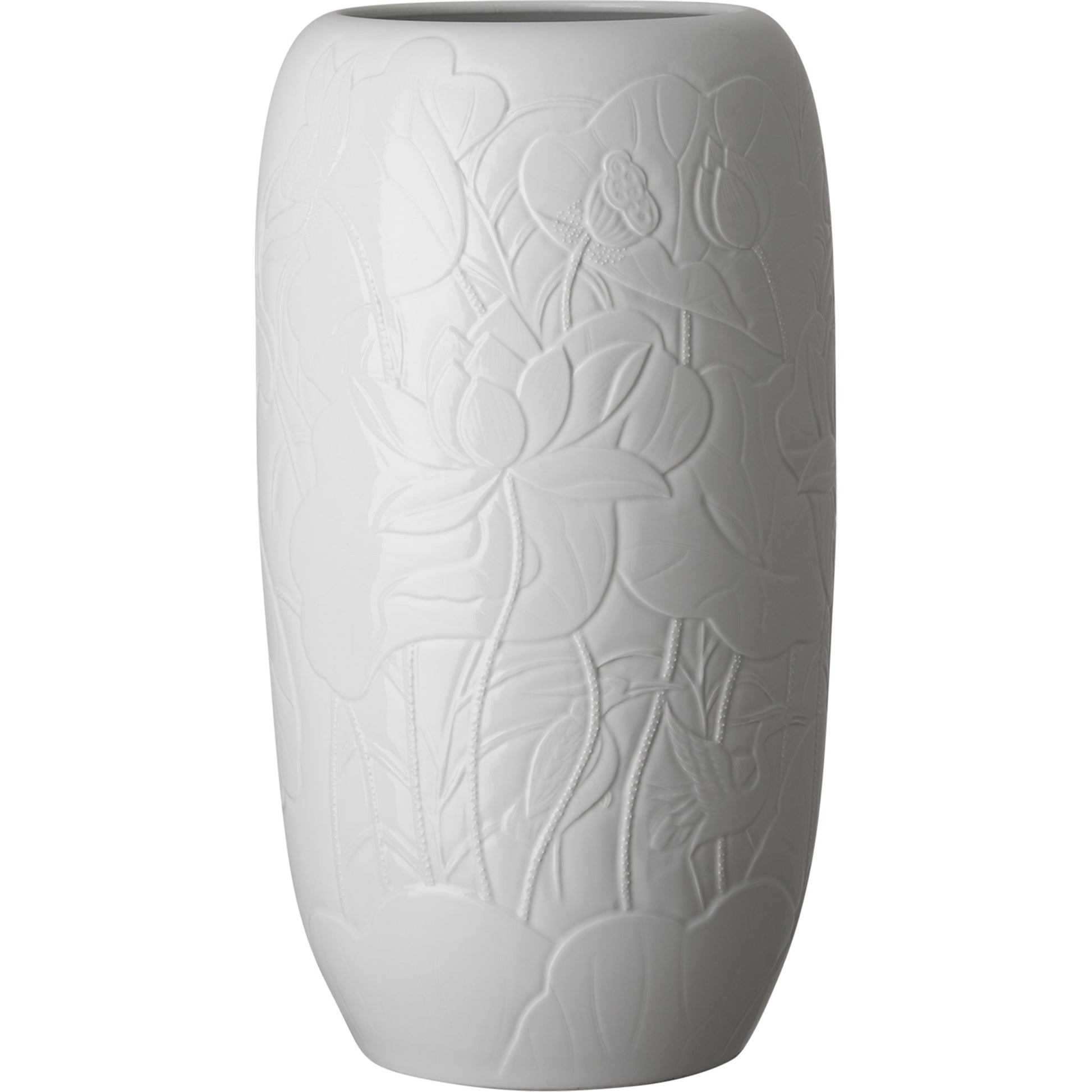Lotus Engraved Vase by Emissary in white. Made from unique in a modern style.