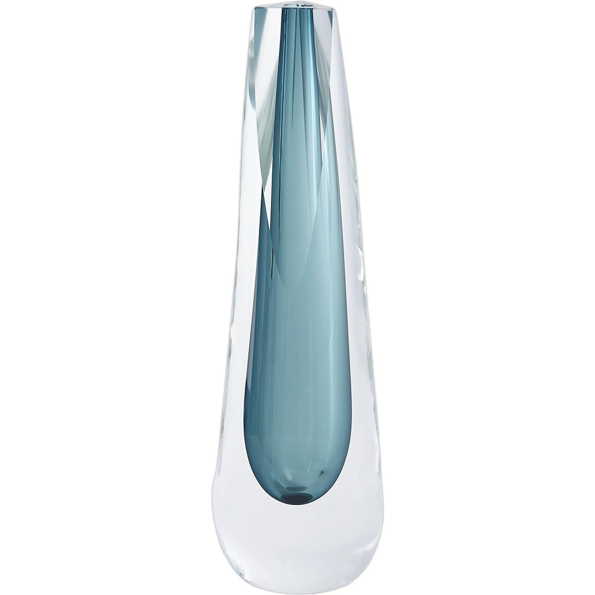 Triangle Cut Glass Vase by Global Views. Made from art glass in a modern style.