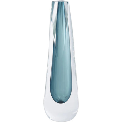 Triangle Cut Glass Vase by Global Views. Made from art glass in a modern style.