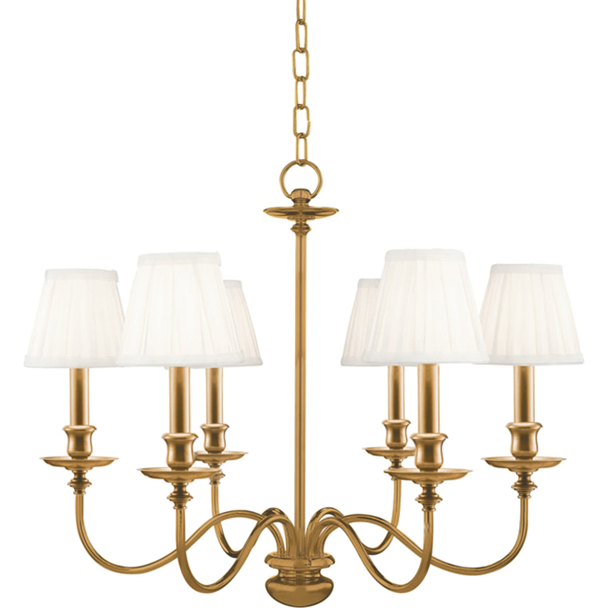Menlo Park Chandelier by Hudson Valley in aged brass. Made from brass in a traditional style.