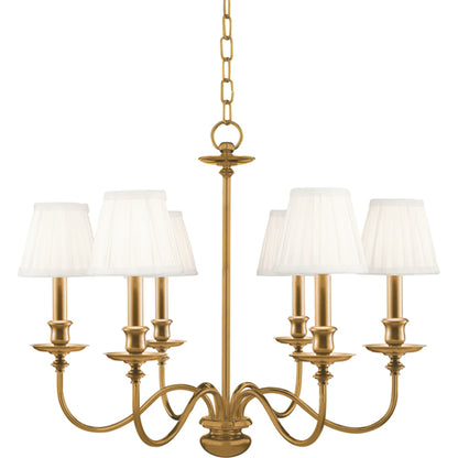 Menlo Park Chandelier by Hudson Valley in aged brass. Made from brass in a traditional style.