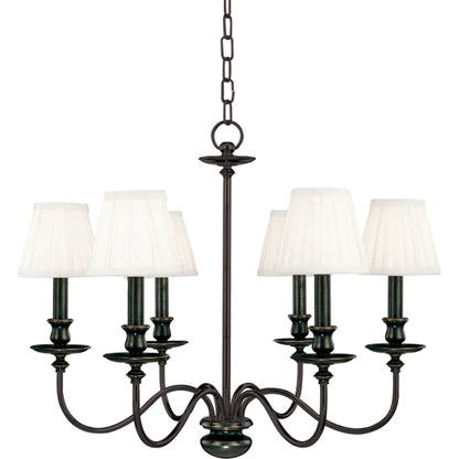 Menlo Park Chandelier by Hudson Valley in aged brass. Made from brass in a traditional style.
