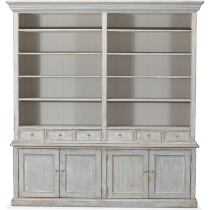 Book Cabinet by Sarreid Ltd. in antique blue wash and 8 adjustable 2 removable shelves. Made from pine in a cottage & farmhouse style.