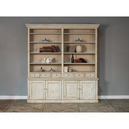 Book Cabinet by Sarreid Ltd. in antique blue wash and 8 adjustable 2 removable shelves. Made from pine in a cottage & farmhouse style.
