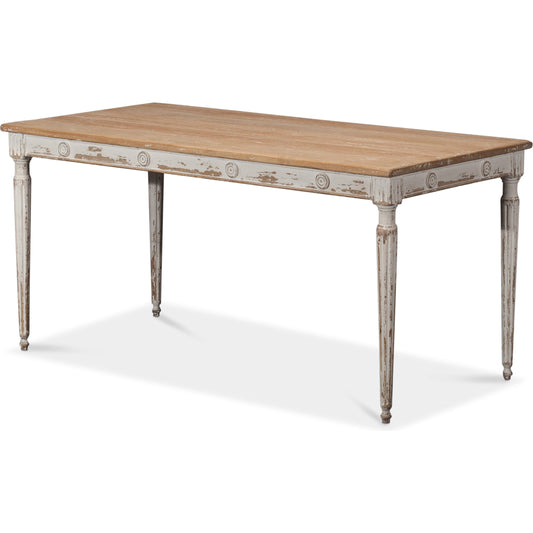 Lady's Dining Table by Sarreid Ltd. in white. Made from pine in a cottage & farmhouse style.