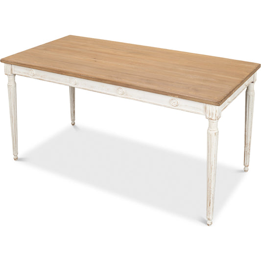 Lady's Dining Table by Sarreid Ltd. in white. Made from pine in a cottage & farmhouse style.