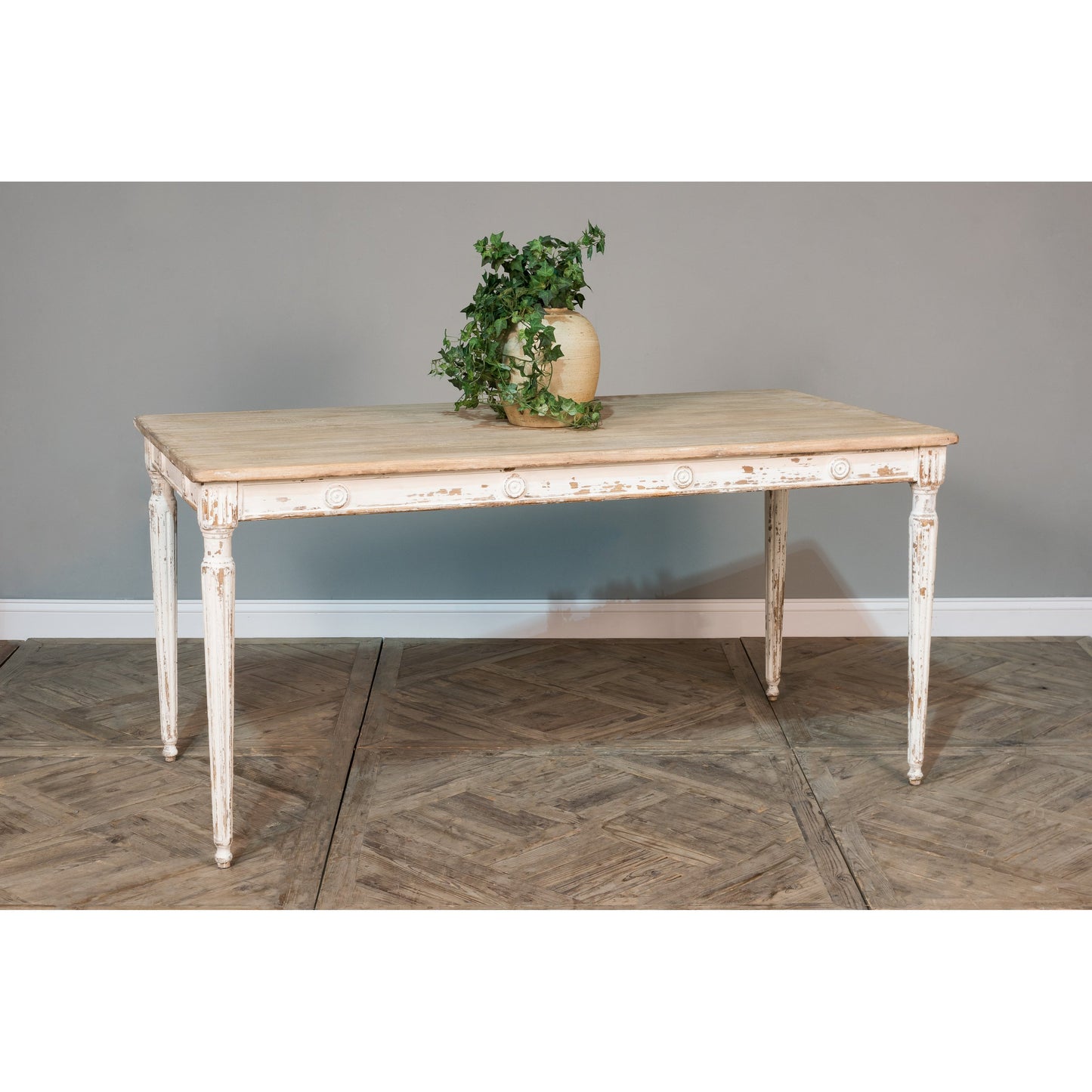 006 SR-857821 | Lifestyle | Lady's Dining Table by Sarreid Ltd. in white. Made from pine in a cottage & farmhouse style.