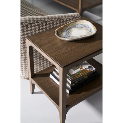 Callahan End Table by Fairfield Chair in brown and louve. Made from high pressure laminate, red oak solids, veneers in a unique style.