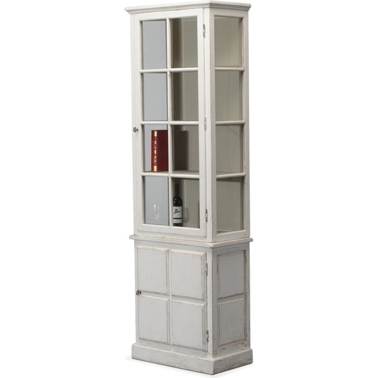 Book Cabinet Tower by Sarreid Ltd. in ivory and 4 removable shelves lock & key. Made from pine in a modern style.