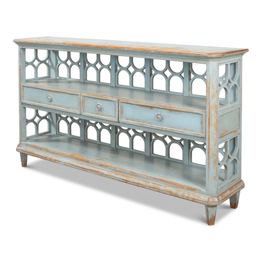 Wine Connoisseur Shelf by Sarreid Ltd. in blue and antique blue wash. Made from pine in a cottage & farmhouse style.