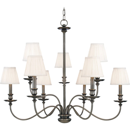 Menlo Park Chandelier by Hudson Valley in aged brass. Made from brass in a traditional style.