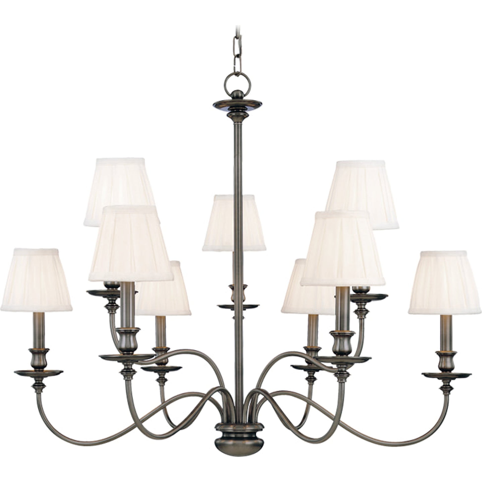 Menlo Park Chandelier by Hudson Valley in aged brass. Made from brass in a traditional style.