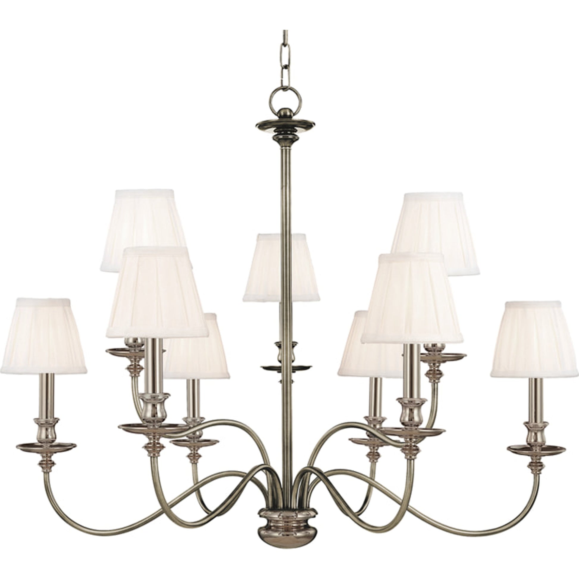 Menlo Park Chandelier by Hudson Valley in aged brass. Made from brass in a traditional style.