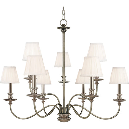Menlo Park Chandelier by Hudson Valley in aged brass. Made from brass in a traditional style.