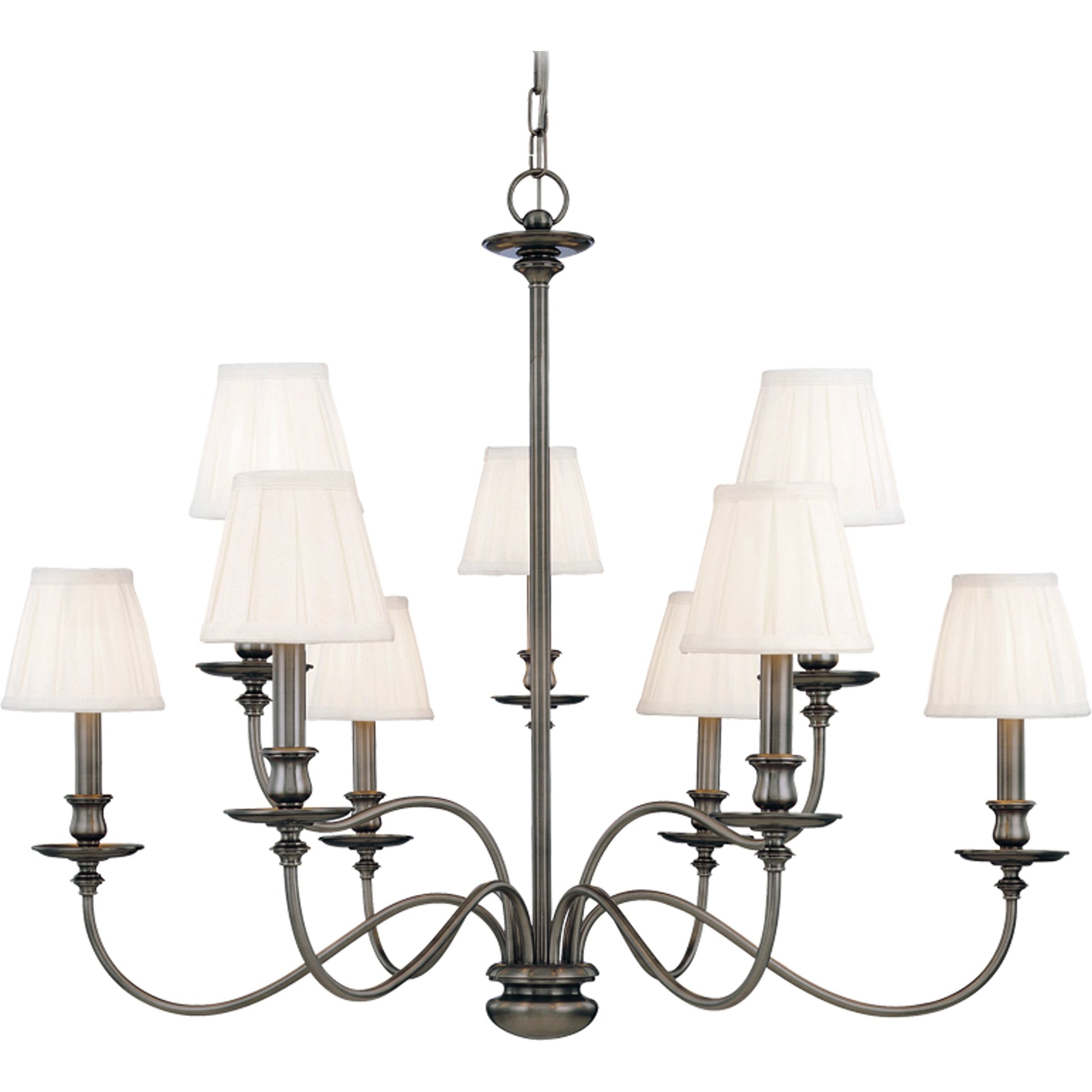 Menlo Park Chandelier by Hudson Valley in aged brass. Made from brass in a traditional style.