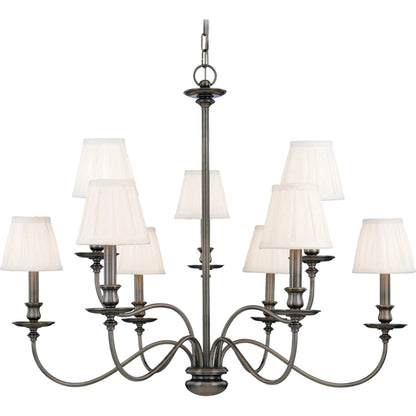 Menlo Park Chandelier by Hudson Valley in aged brass. Made from brass in a traditional style.