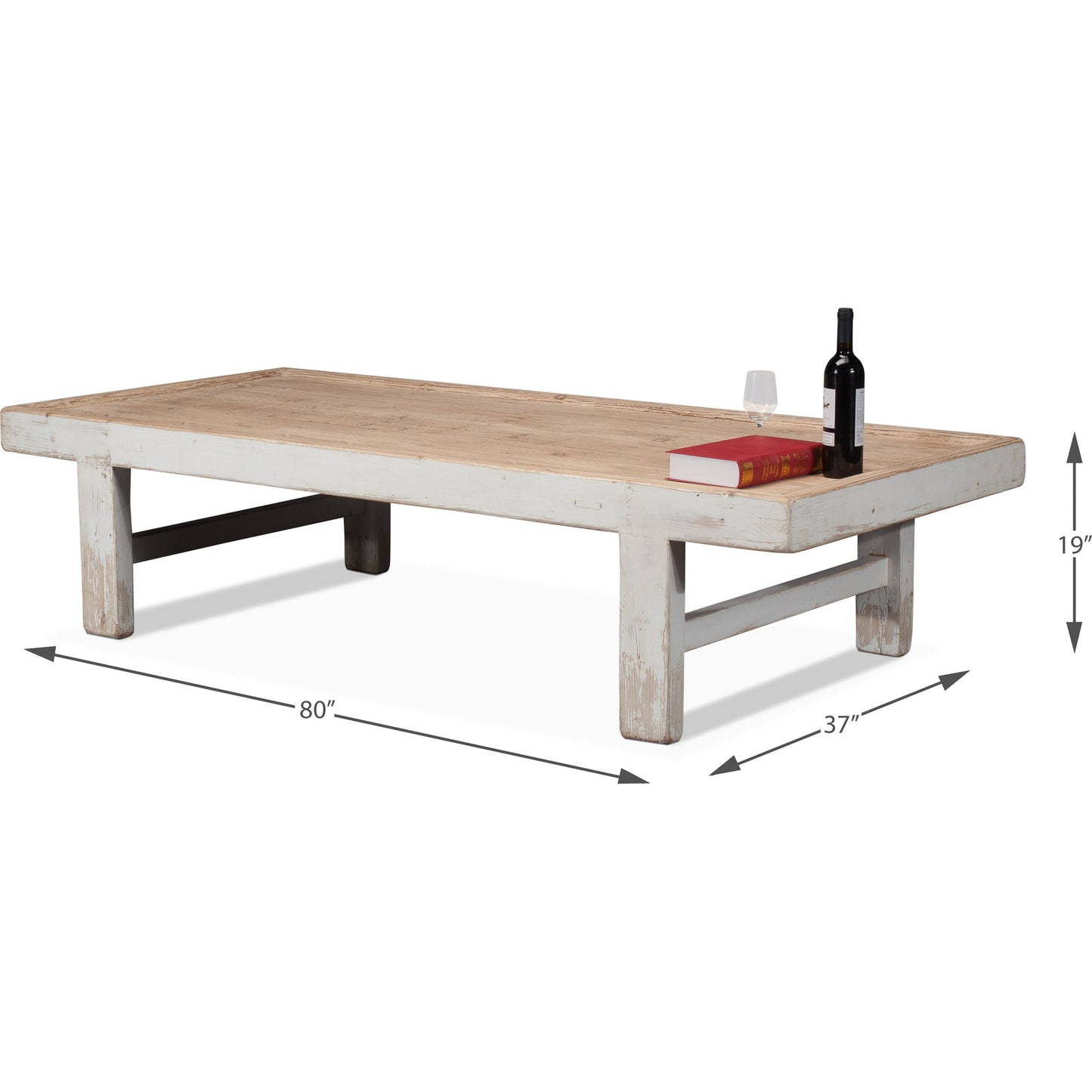 015 SR-857828 | Additional Silo | Wood Panel Coffee Table by Sarreid Ltd. in white. Made from pine in a cottage & farmhouse style.