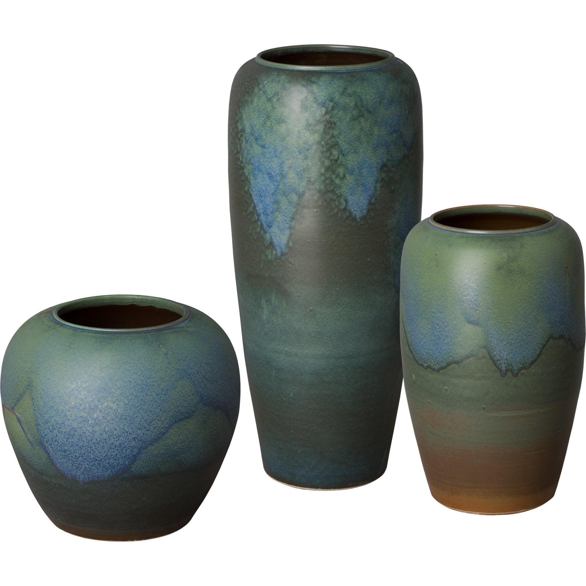 19.5 in. Wide Vase in Verdigris Glaze by Emissary USA in verdigris. Made from unique in a traditional style.