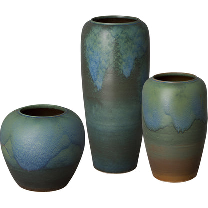 19.5 in. Wide Vase in Verdigris Glaze by Emissary USA in verdigris. Made from unique in a traditional style.