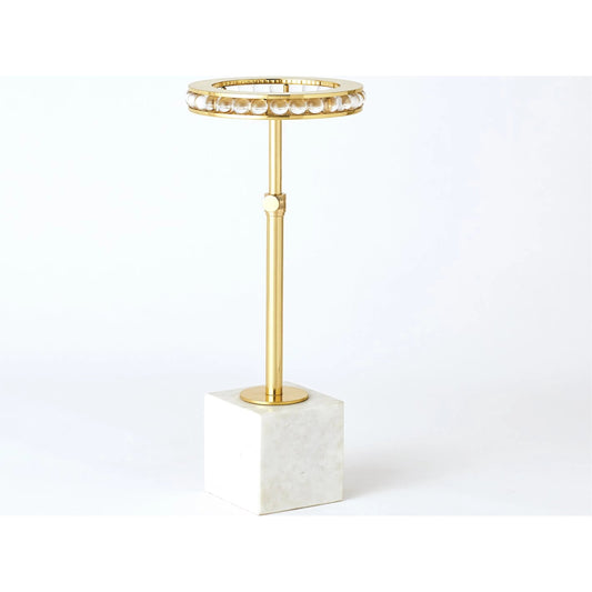 Margot Side Table by Global Views. Made from brass, marble, acrylic in a transitional style.