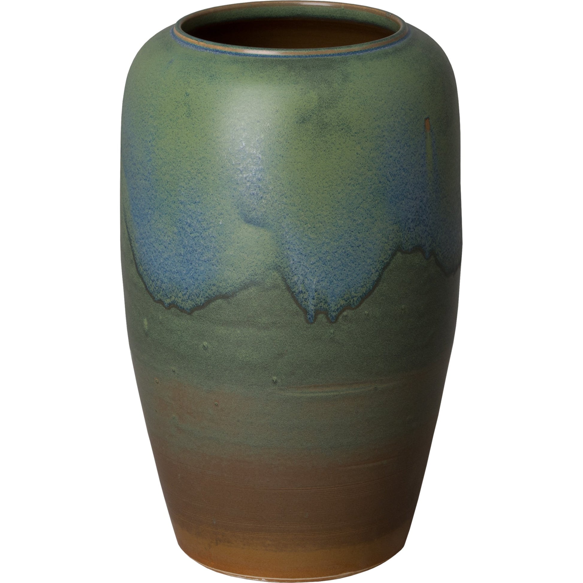 26 in. Tall Vase in Verdigris Glaze by Emissary in verdigris. Made from unique in a traditional style.
