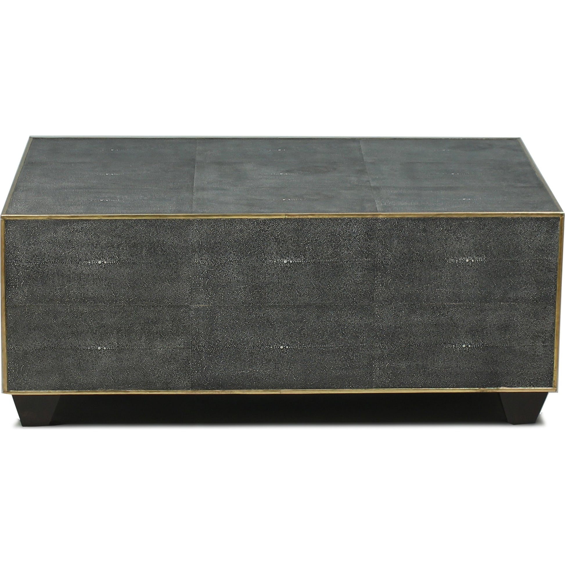 Grey Leather Shagreen Cocktail Table by Sarreid Ltd. in grey and ant. shagreen embossed leather. Made from wood, leather in a modern style.