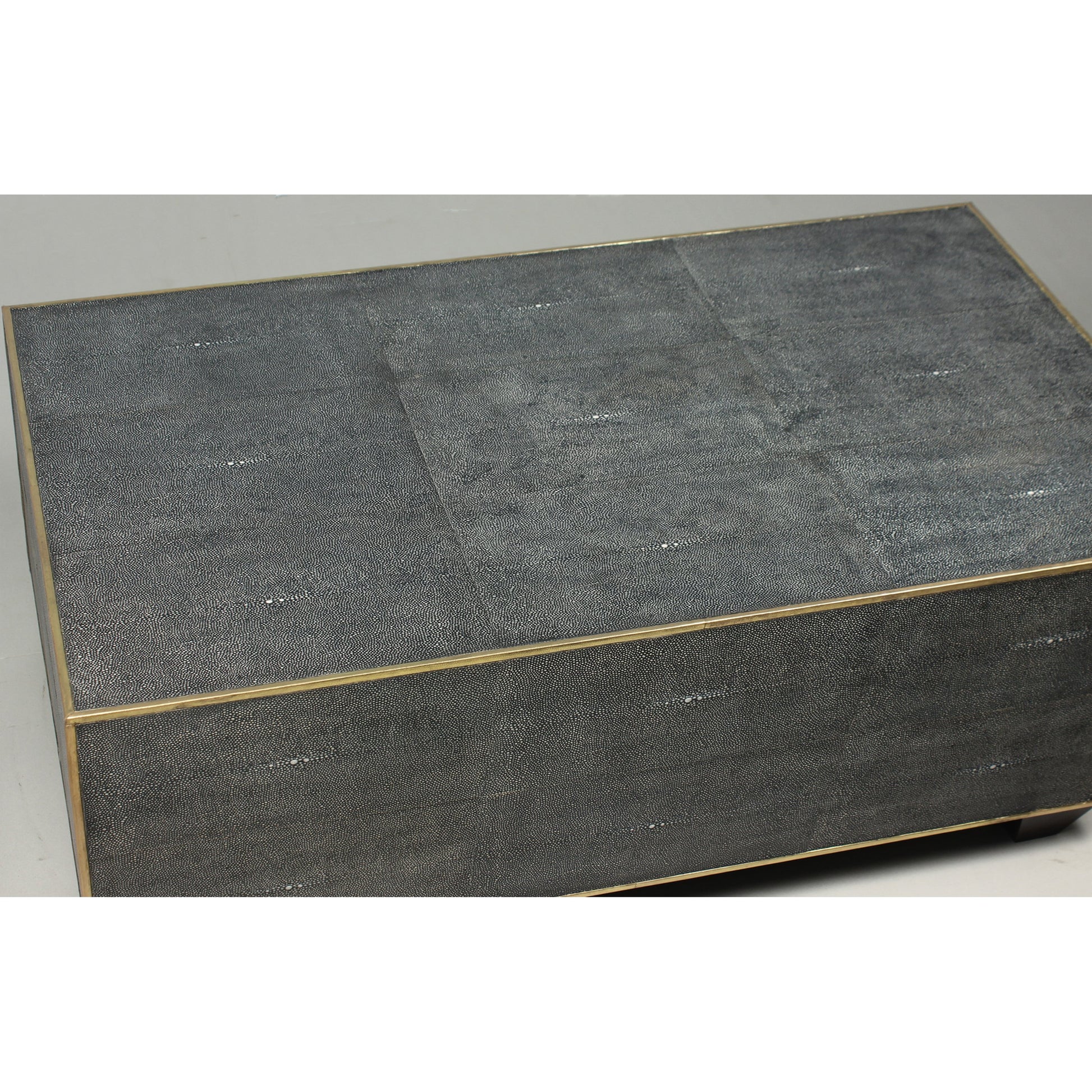 Grey Leather Shagreen Cocktail Table by Sarreid Ltd. in grey and ant. shagreen embossed leather. Made from wood, leather in a modern style.
