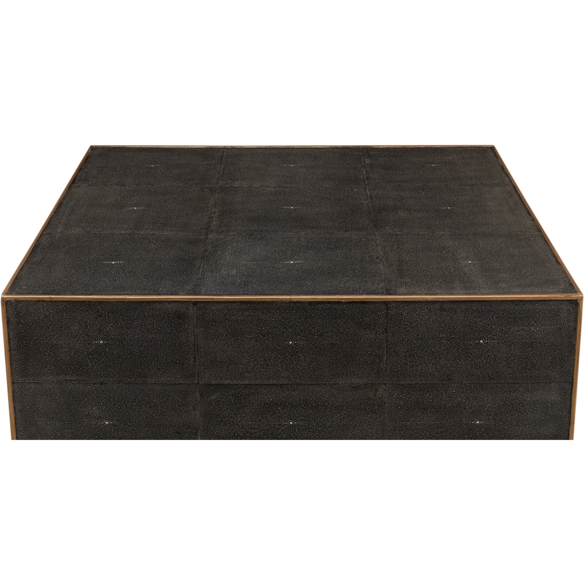 Grey Leather Shagreen Cocktail Table by Sarreid Ltd. in grey and ant. shagreen embossed leather. Made from wood, leather in a modern style.