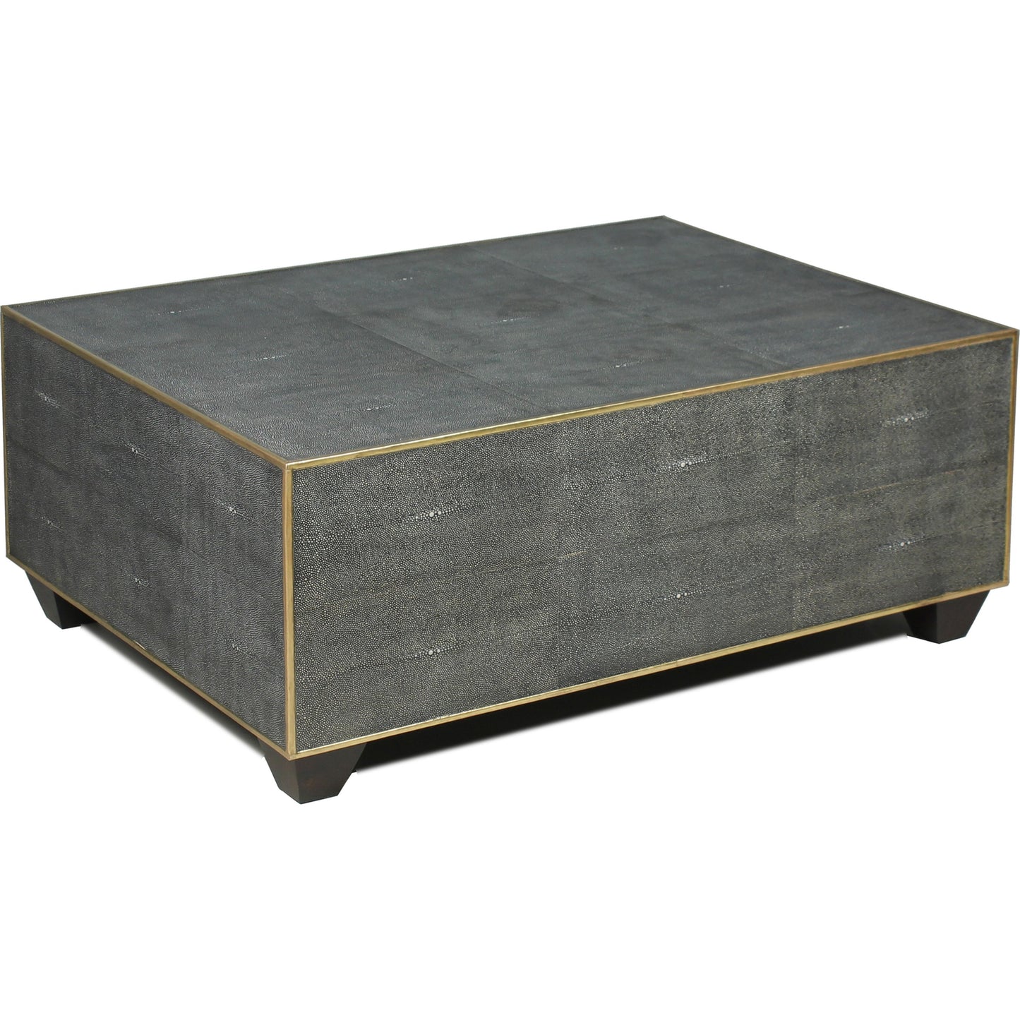 001 S-243428 | Primary Silo | Grey Leather Shagreen Cocktail Table by Sarreid Ltd. in grey and ant. shagreen embossed leather. Made from wood, leather in a modern style.