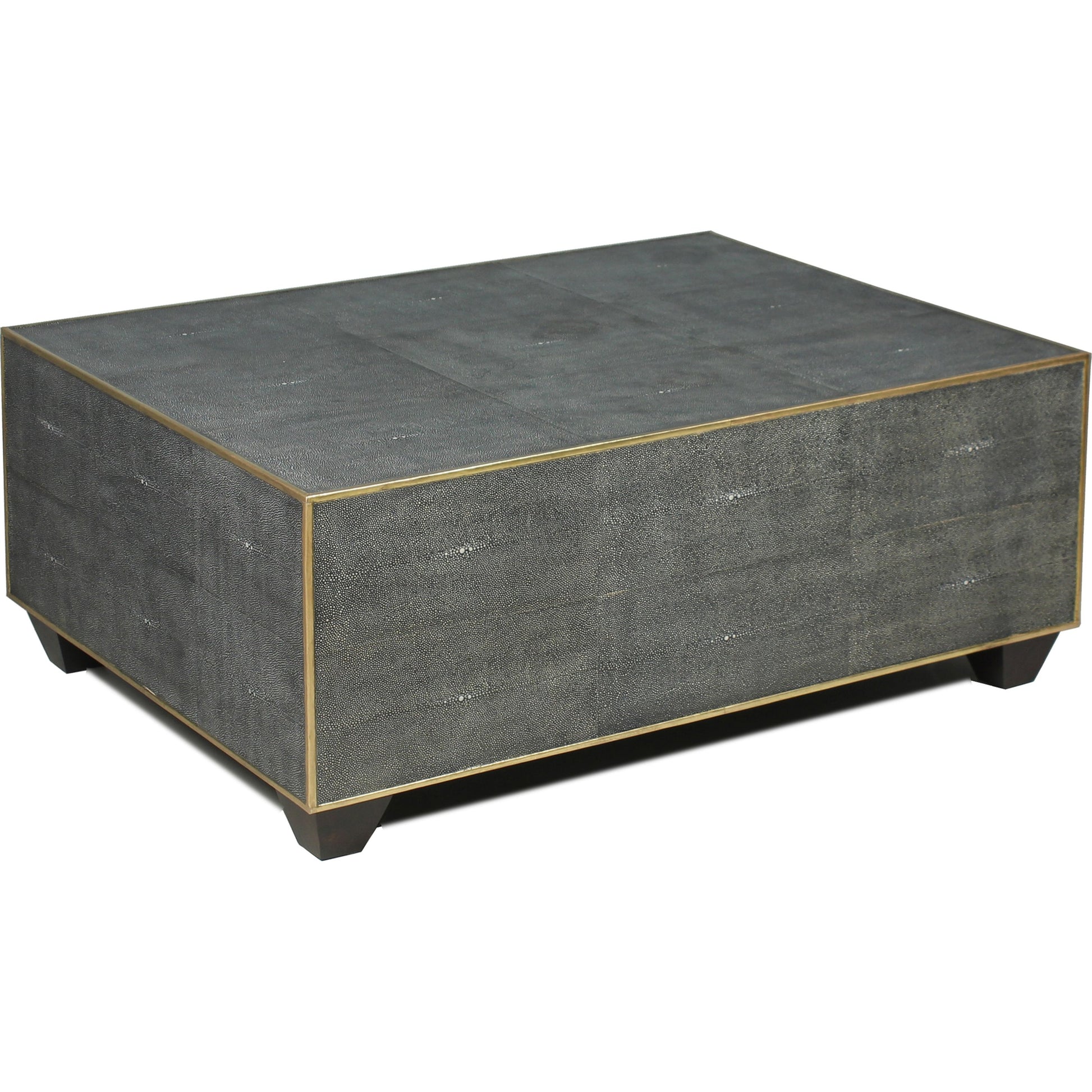 Grey Leather Shagreen Cocktail Table by Sarreid Ltd. in grey and ant. shagreen embossed leather. Made from wood, leather in a modern style.