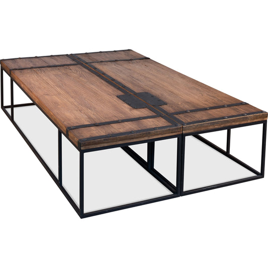 Antique Doors Coffee Table by Sarreid Ltd. in brown and natural weathered wood finish. Made from elm in a rustic style.