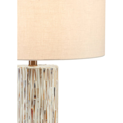 Aquila Table Lamp by Currey and Company in natural bone, antique brass. Made from bone, wood, composite in a transitional style.