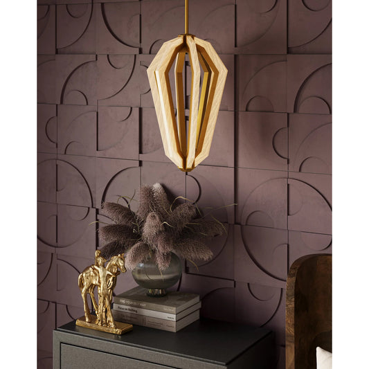 Riviere Pendant by Currey and Company in natural, contemporary gold leaf. Made from composite, wrought iron in a modern style.