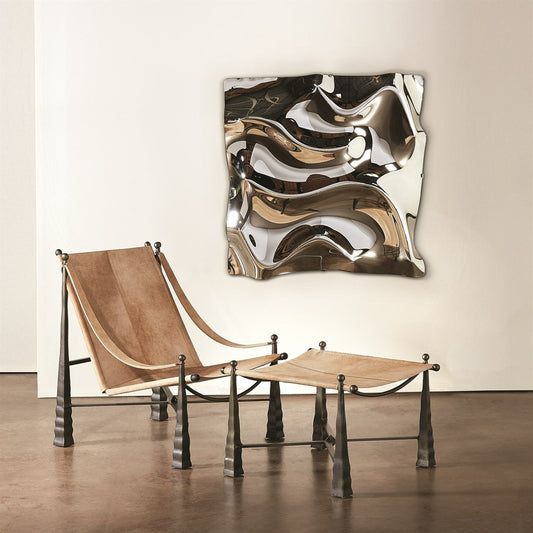 Cognac Chair by Global Views. Made from metal, cowhide in a rustic style.