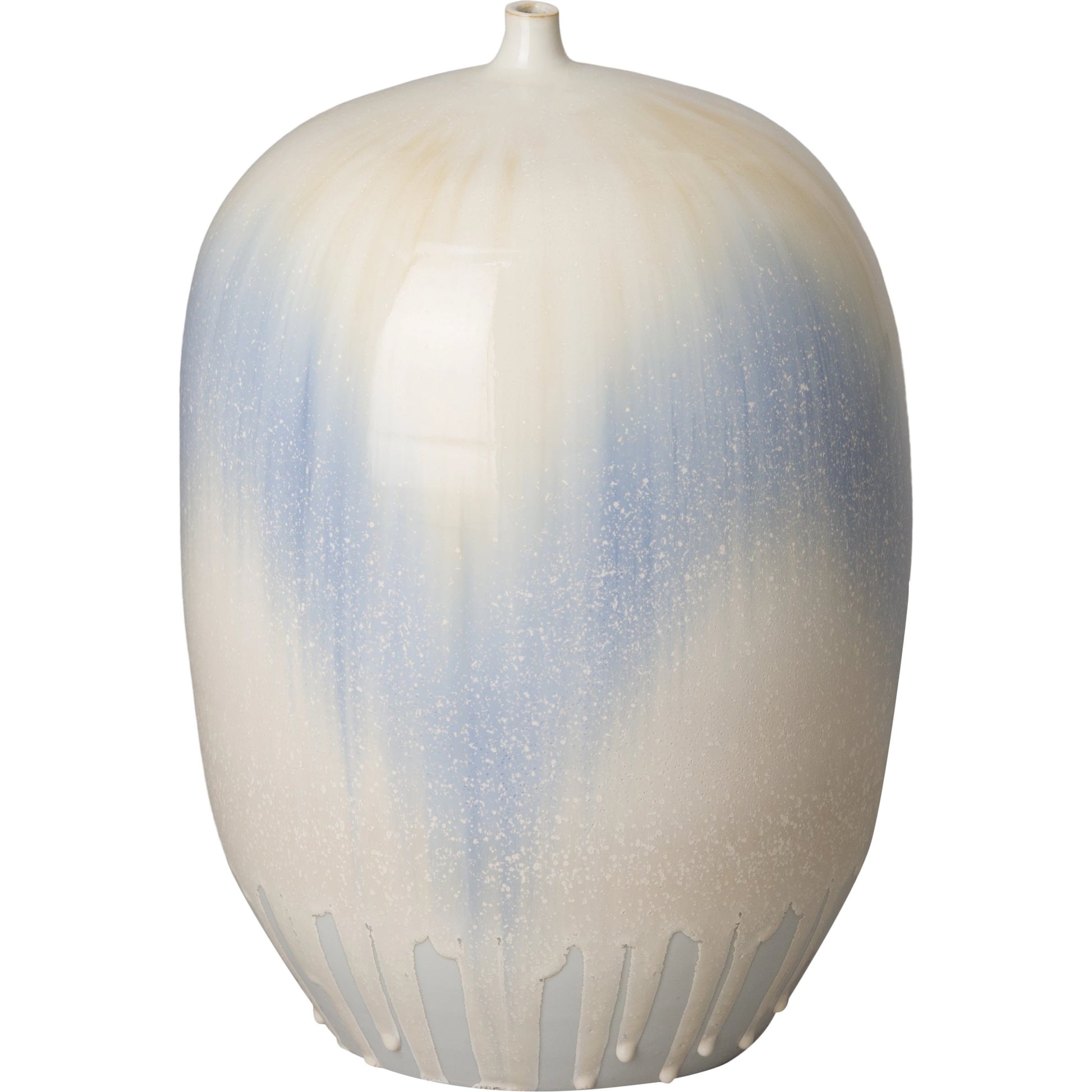 Melon Vase by Emissary in falling rain and glossy glaze. Made from porcelain in a modern style.