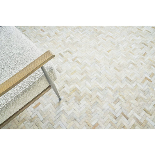 Mosaic Leather 4057 Rug by Exquisite Rugs in light beige. Made from leather hide in a unique style.