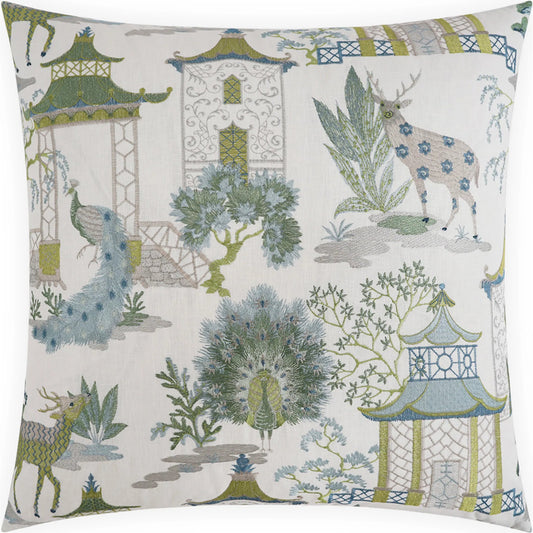 Pelhaven Pillow by DV Kap Home in green, mist. Made from 52% polyester, 48% cotton in a unique style.