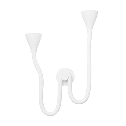 Anastasia Double Wall Sconce by Corbett in gesso white. Made from steel in a modern style.