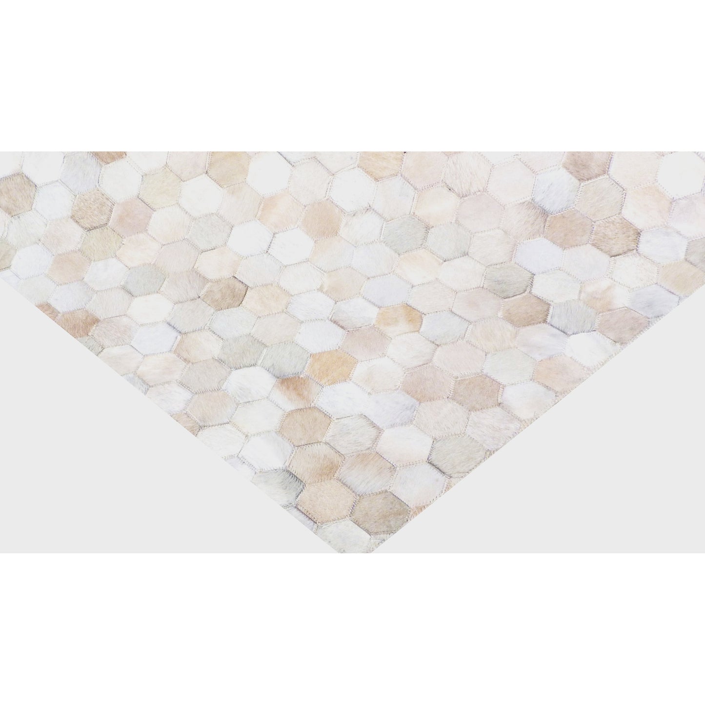 002 SI-1828885,SI-1828887 | Closeup | Mosaic Leather 4060 Rug by Exquisite Rugs in light beige. Made from leather hide in a unique style.