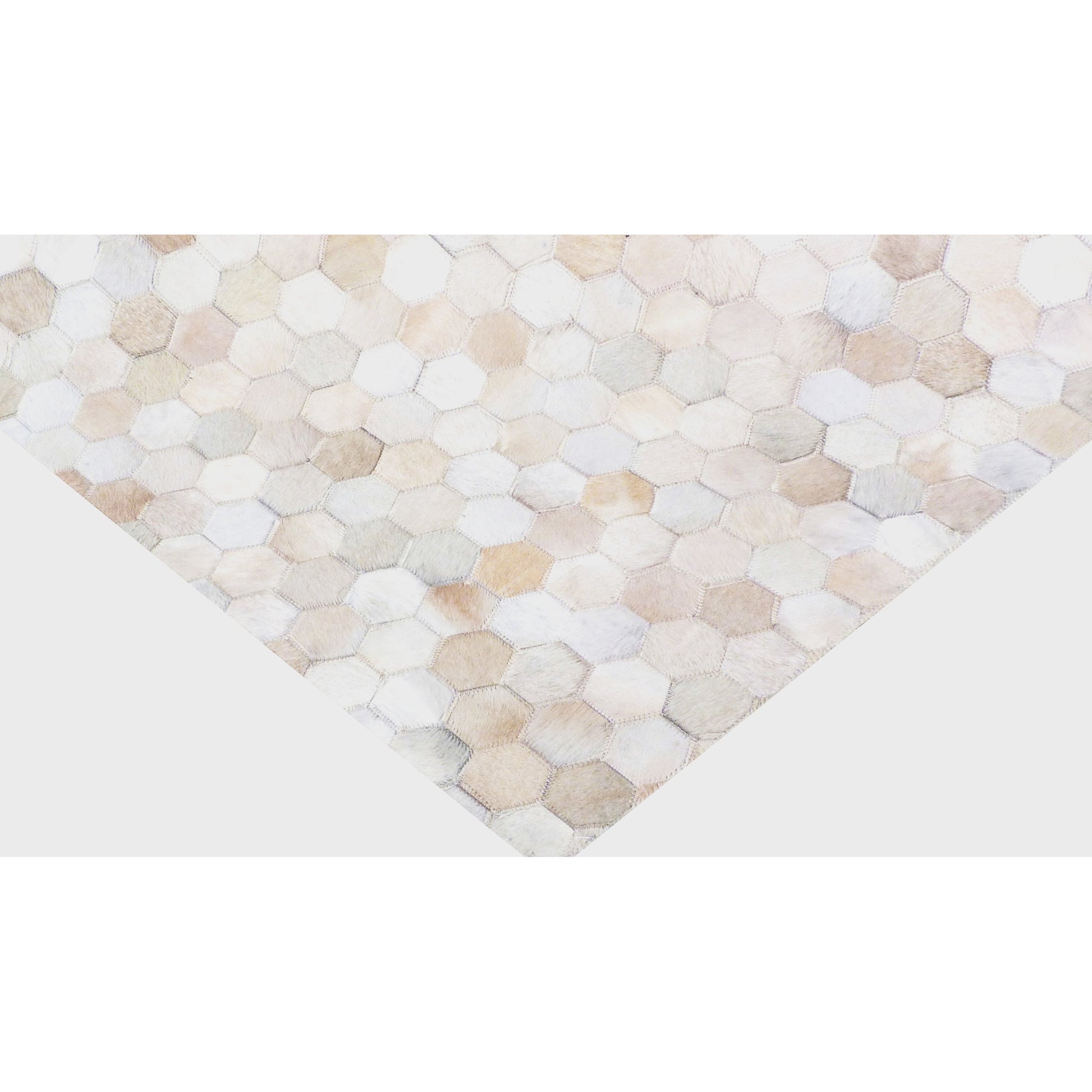 Mosaic Leather 4060 Rug by Exquisite Rugs in light beige. Made from leather hide in a unique style.