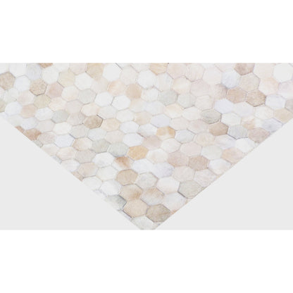 Mosaic Leather 4060 Rug by Exquisite Rugs in light beige. Made from leather hide in a unique style.