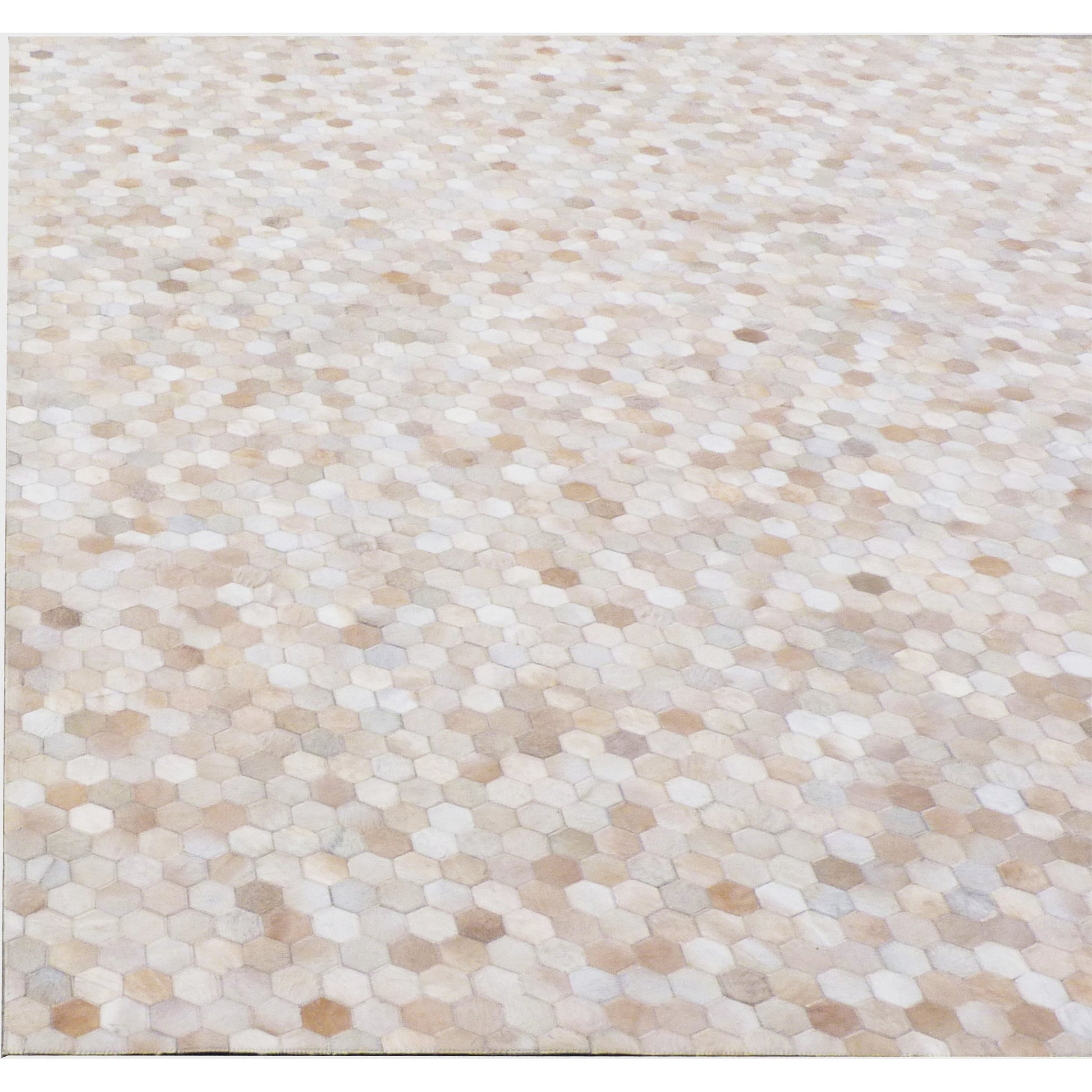 Mosaic Leather 4060 Rug by Exquisite Rugs in light beige. Made from leather hide in a unique style.