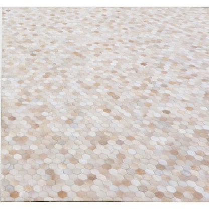 Mosaic Leather 4060 Rug by Exquisite Rugs in light beige. Made from leather hide in a unique style.