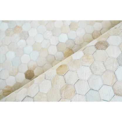 Mosaic Leather 4060 Rug by Exquisite Rugs in light beige. Made from leather hide in a unique style.