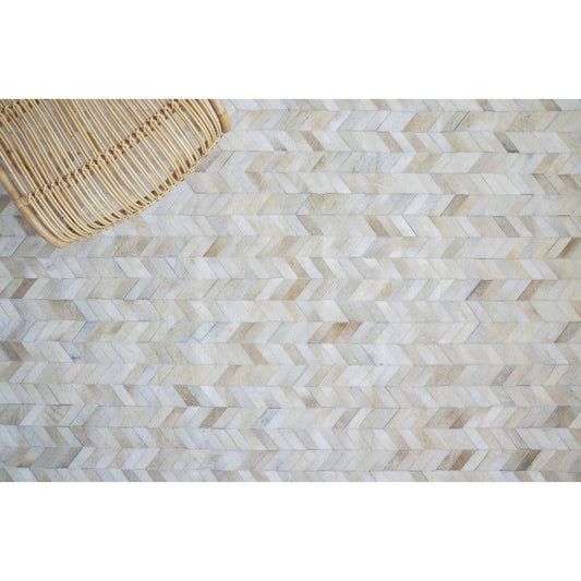 Mosaic Leather 4064 Rug by Exquisite Rugs in light beige. Made from leather hide in a unique style.